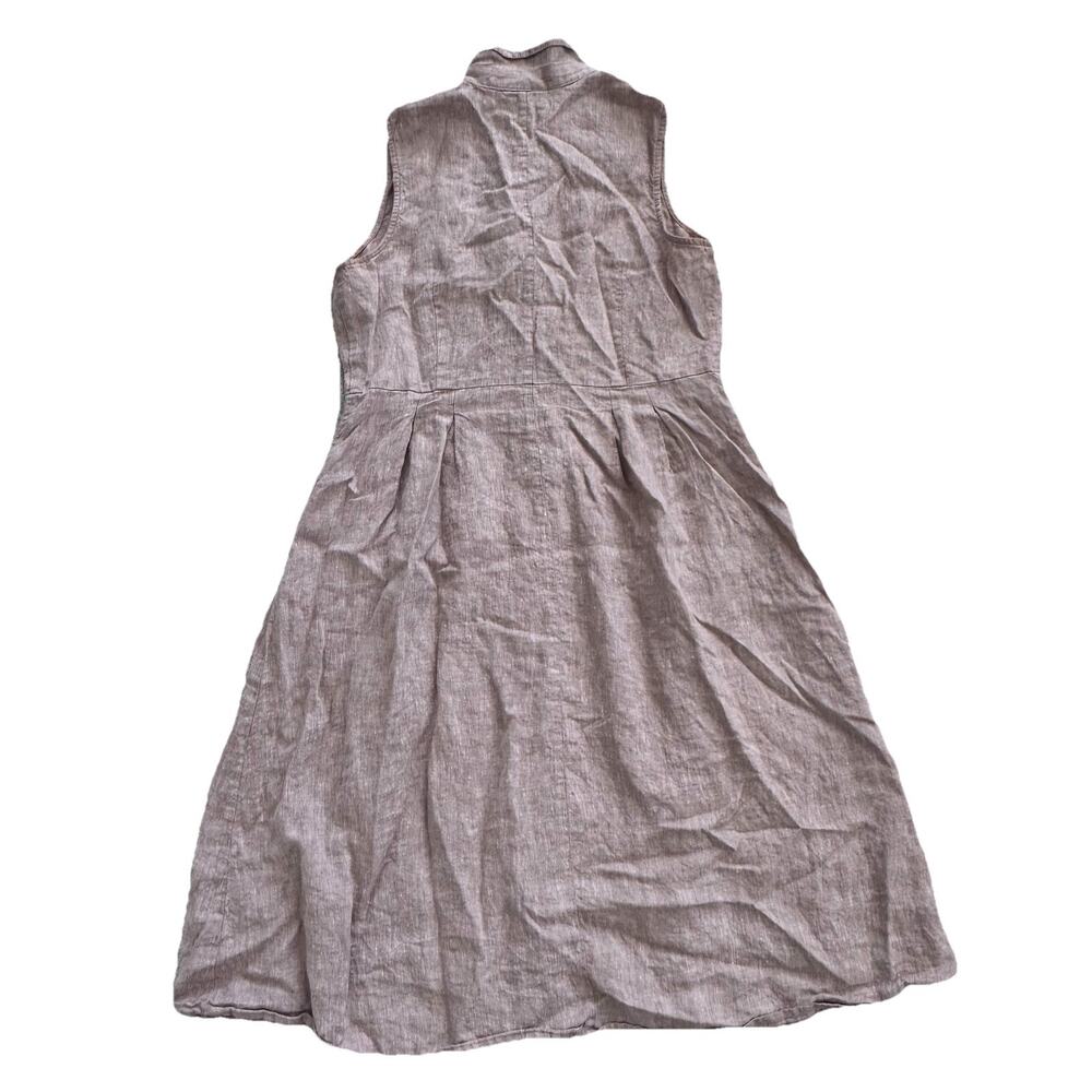 J.Jill Love 100% Linen Sleeveless Brown Button Dress Sz S Classic Sustainable - Picture 5 of 8